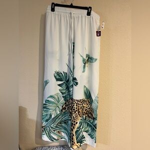 New Here and Now Tropical Print Wide Leg beachwear Pants